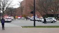 Despliegue policial en el extenso campus de la Universidad de Ohio. (Vía: Twitter)