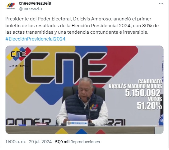 Elecciones en Venezuela: Estos son los resultados según el Consejo Nacional Electoral