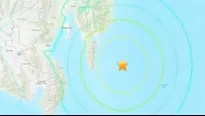 Emiten alerta de tsunami tras sismo de magnitud 7.1 frente a Filipinas. Imagen: USGS