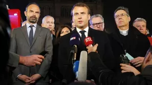 El presidente de Francia, Emmanuel Macron, proclamó hoy que su intención es "reconstruir Notre Dame todos juntos". Foto: EFE