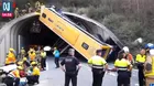 España: Bus se volcó en entrada de túnel y dejó al menos 45 heridos