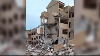 España: Derrumbe de un edificio de tres plantas deja dos personas atrapadas. Imagen: Captura Twitter