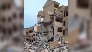 España: Derrumbe de un edificio de tres plantas deja dos personas atrapadas. Imagen: Captura Twitter