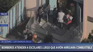 Estados Unidos: Atienden a niños en escuela tras derrame de combustible desde avión en Los Ángeles. Foto y video: Canal N