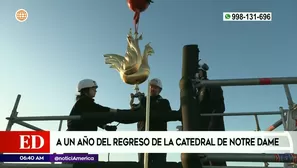 Colocan gallo emblemático en lo alto de Notre Dame | Video: América Noticias