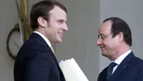 Emmanuel Macron, candidato presidencial y exministro, y François Hollande, presidente de Francia. Foto: AFP