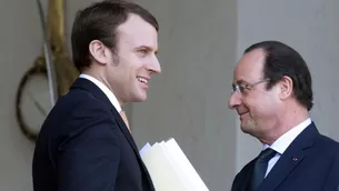 Emmanuel Macron, candidato presidencial y exministro, y François Hollande, presidente de Francia. Foto: AFP