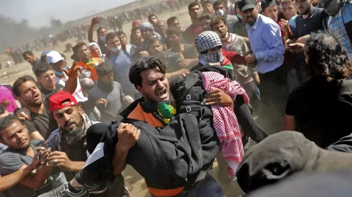 Palestinos protestan en Gaza y Ejército israelí ataca. Foto: AFP Palestinos protestan en Gaza y Ejército israelí ataca. Foto: AFP
