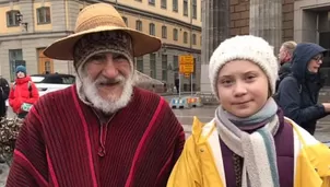 Greta Thunberg y Hugo Blanco, la historia de la foto de ambos que se hizo viral en Perú. Foto: Facebook/Carmen Blanco