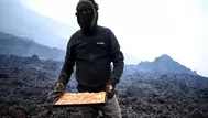 Guatemala: Hornean pizza sobre la lava que brota del volcán Pacaya