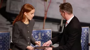 Corina Sosa recibió el Nobel de la Paz 2025 en nombre de su madre, María Corina Machado. Foto: AFP. Video: Canal N