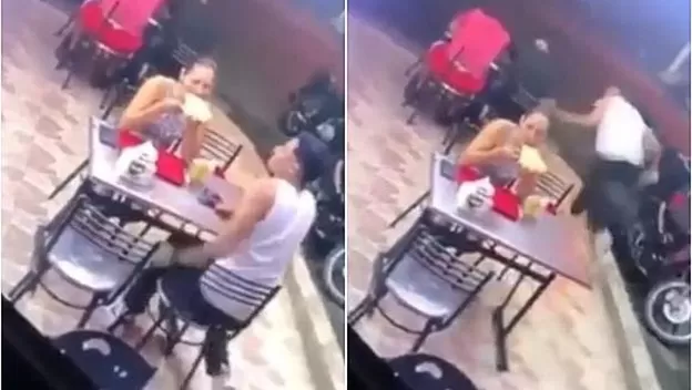 Un hombre huyó mientras su novia se quedó comiendo pizza durante un asalto