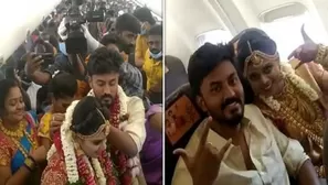 India: Pareja celebra boda en un avión lleno de invitados para evitar restricciones contra la COVID-19. Foto: Tahir Ibn Manzoor / SWNS / Video: Video: Twitter @ItsMeSugu