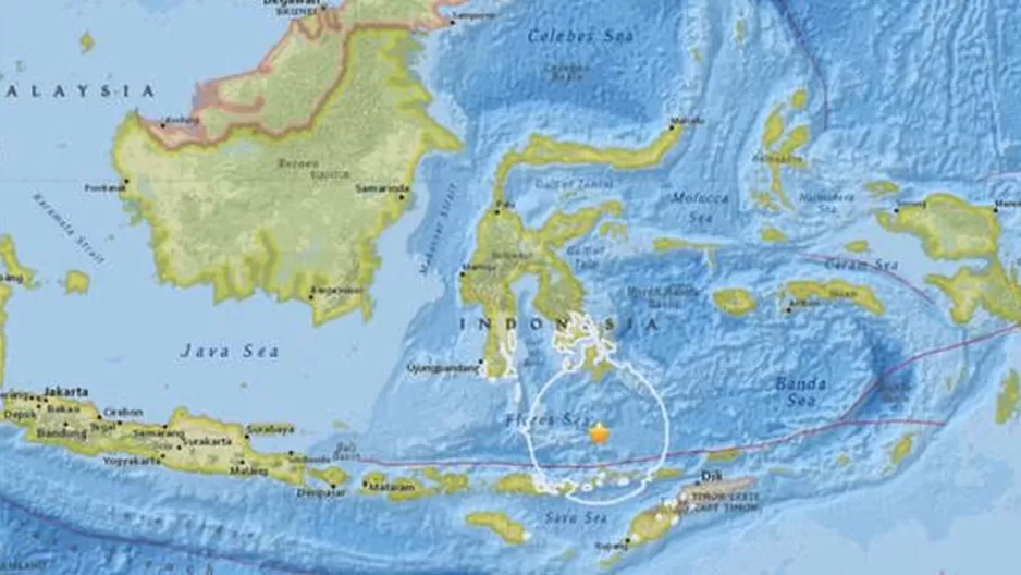 El movimiento tel&uacute;rico se produjo a las 06H47 hora local (22H47 GMT del s&aacute;bado) a una profundidad de siete kil&oacute;metros con epicentro en la isla de Lombok. (Foto: USGS)