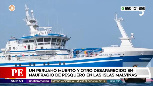 Nave pesquera naufragó en Islas Malvinas. Foto: América Noticias