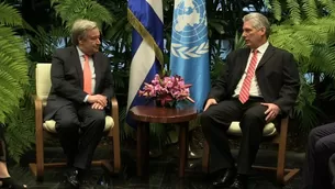 Jefe de la ONU se reúne con nuevo presidente de Cuba Díaz-Canel. Video: AFP