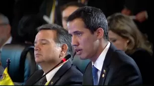 Guaidó, a su vez, dijo que en su país no hay dilema entre guerra y paz porque la paz debe prevalecer. (Foto: Captura/Video: AFP)