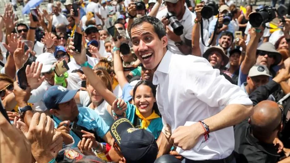 Guaidó convocó a movilizaciones en Venezuela el 23 de febrero para acompañar las caravanas que irán a los puntos de entrada de ayuda humanitaria. (Foto: AFP)