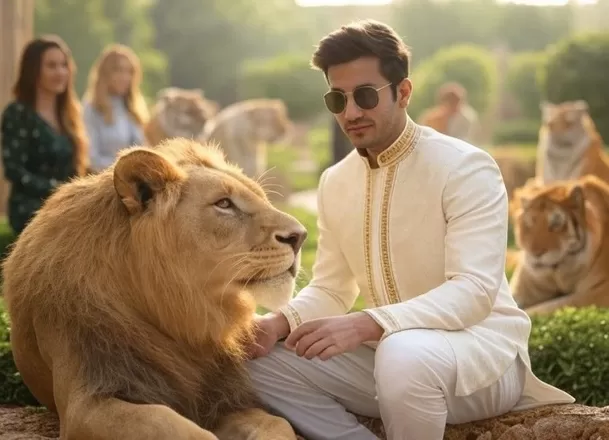 Algunos influencers pakistanís se lucen con leones en redes sociales / X