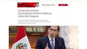 Vizcarra disolvió el Congreso y así lo informó la prensa internacional. Foto: captura