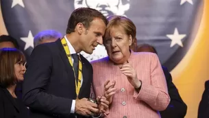 Emmanuel Macron (Francia) y Angela Merkel (Alemania). Foto: AFP