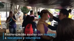 Fisioterapeutas ayudan a rescatistas y voluntarios en México. Video: AFP