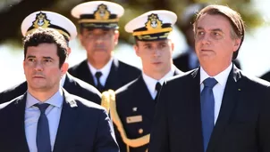 Jair Bolsonaro, presidente de Brasil y el ministro de Justicia y exjuez, Sergio Moro. Foto: AFP