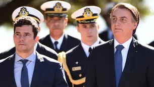 Jair Bolsonaro, presidente de Brasil y el ministro de Justicia y exjuez, Sergio Moro. Foto: AFP