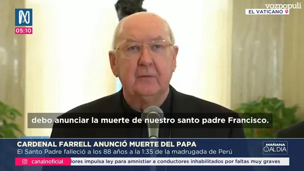 Papa Francisco murió a los 88 años. Foto: Canal N Papa Francisco murió a los 88 años. Foto: Canal N