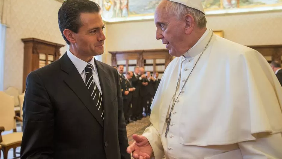 El mandatario mexicano, Enrique Peña Nieto, junto al pontífice. Foto: difusión