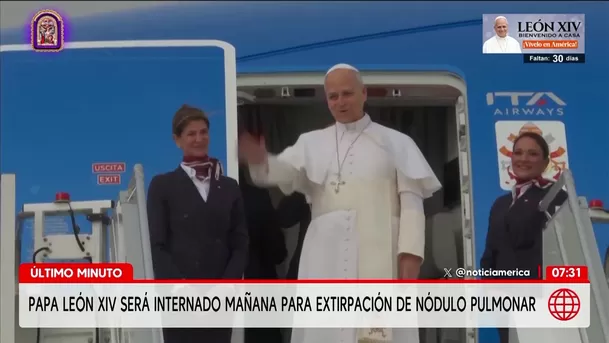 El papa León XIV será internado este martes para una cirugía en el pulmón. Foto: América Noticias El papa León XIV será internado este martes para una cirugía en el pulmón. Foto: América Noticias