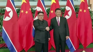 Sorpresiva reunión entre presidente chino y norcoreano Kim. Captura: AFP