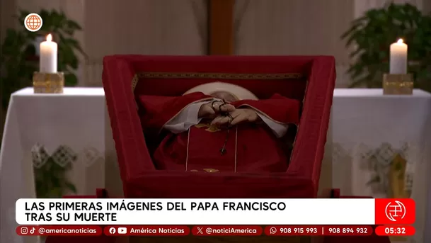 Las primeras imágenes del papa Francisco tras su muerte. Foto: América Noticias Las primeras imágenes del papa Francisco tras su muerte. Foto: América Noticias