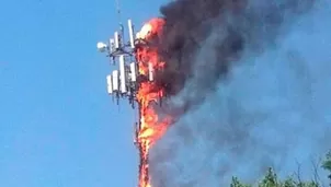 Reino Unido: Hombre en Inglaterra incendia antena de internet 5G al creer que propagaba el coronavirus. Foto: Telefé