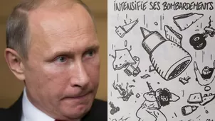 Vladimir Putin y una caricatura de Charlie Hebdo. (V&iacute;a: AFP)