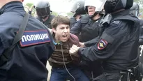 Detenciones durante manifestación anticorrupción en Rusia. Foto: AFP