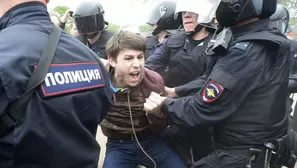 Detenciones durante manifestación anticorrupción en Rusia. Foto: AFP