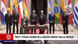 Presidentes de Argentina, Brasil, Chile, Colombia, Ecuador, Paraguay y Perú, más el embajador de Guyana en Chile crearon Prosur.