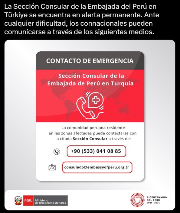 Terremoto en Turquía y Siria: Cancillería peruana brindó contacto de ayuda para connacionales