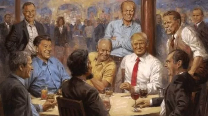 El cuadro pudo verse durante el paseo por algunas de las estancias de la Casa Blanca que Trump grabó junto a la periodista Lesley Stahl. (Foto: BBC) El cuadro pudo verse durante el paseo por algunas de las estancias de la Casa Blanca que Trump grabó junto a la periodista Lesley Stahl. (Foto: BBC)