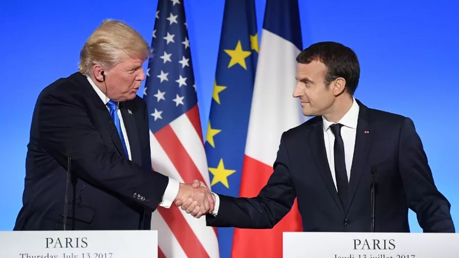 Donald Trump y Emmanuel Macron. Foto: AFP