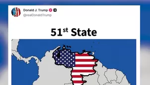 Donald Trump publicó en redes sociales un mapa de Venezuela con la bandera de EE. UU. como "Estado 51". Video: Canal N