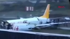 Turqu&iacute;a: Avi&oacute;n se sali&oacute; de pista al aterrizar, se parti&oacute; en 3 y una persona muri&oacute;. Video: Canal N