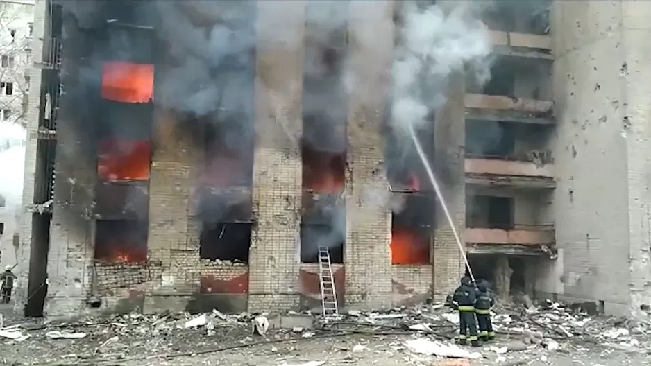 Ciudad bombardeada en Ucrania. Foto: AFP