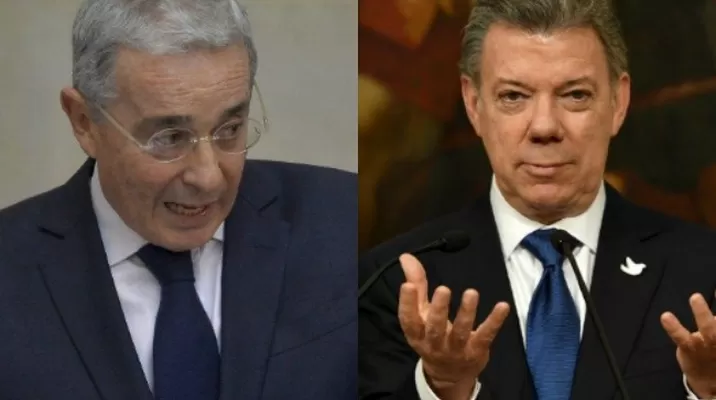 Álvaro Uribe y Juan Manuel Santos. (Vía: AFP) Álvaro Uribe y Juan Manuel Santos. (Vía: AFP)