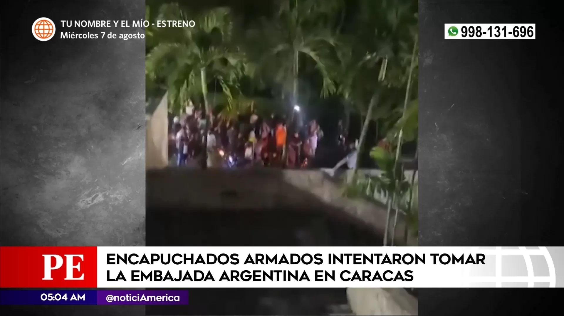 Encapuchados intentaron tomar embajada argentina en Caracas, Venezuela. Foto: América Noticias