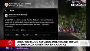 Encapuchados intentaron tomar embajada argentina en Caracas, Venezuela. Foto y video: América Noticias