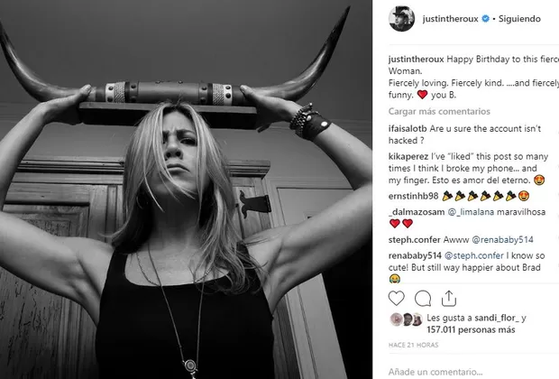Jennifer Aniston y Justin Theroux mensaje cumpleaños