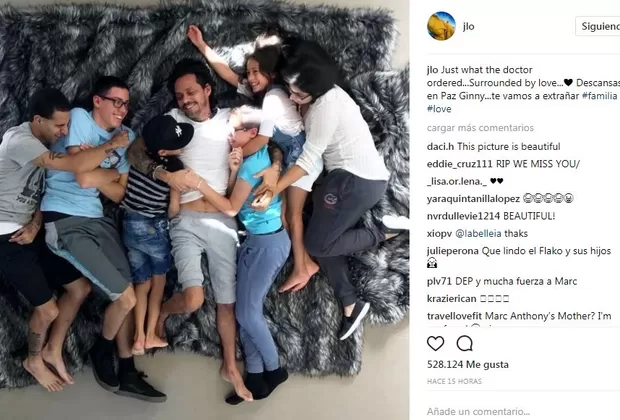 Jennifer López y su cariñoso mensaje a Marc Anthony por la muerte de su madre