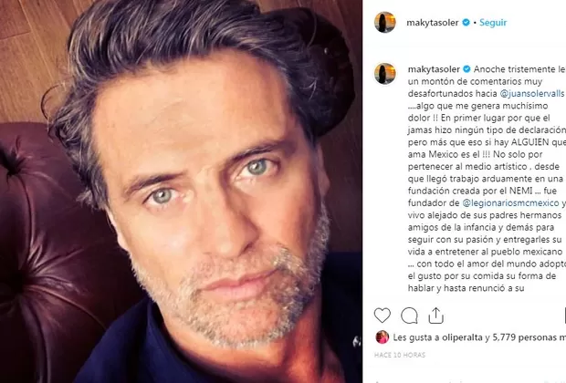 Juan Soler: Maky Soler sale en defensa del actor tras lluvia de críticas en su contra